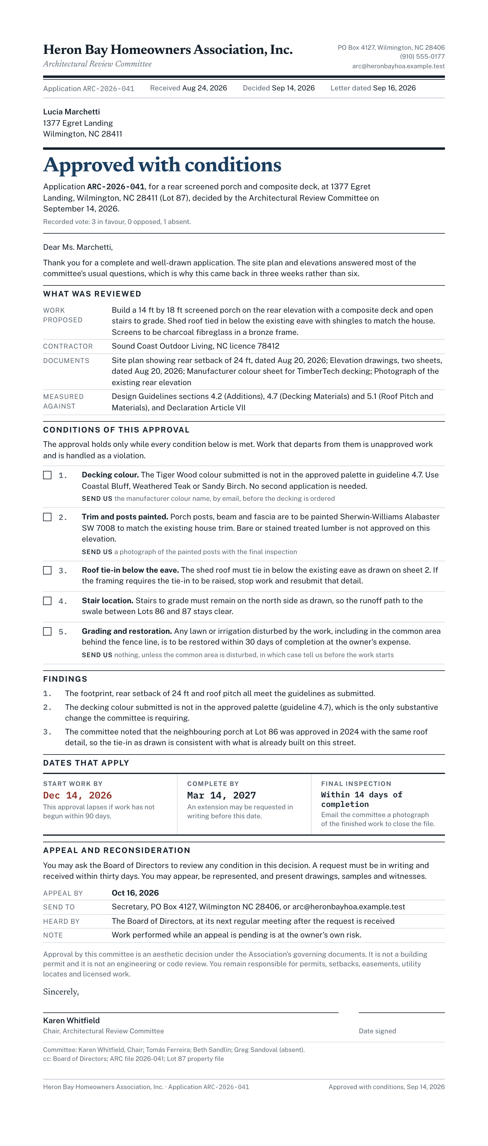 Rendered preview of the architectural-request-response template