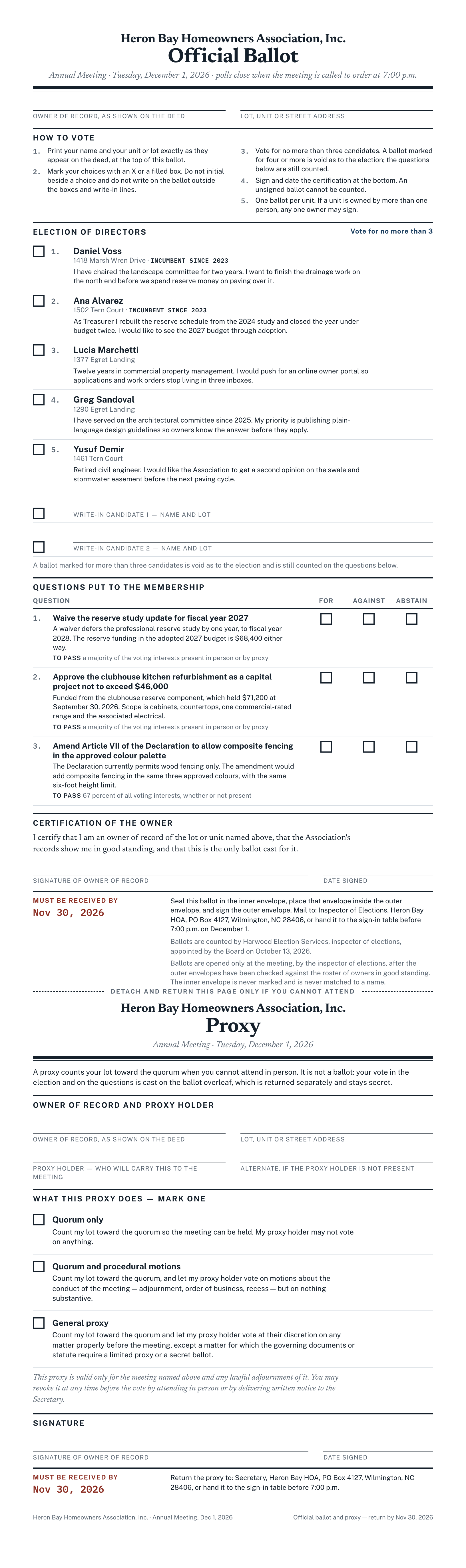 Rendered preview of the ballot-and-proxy template