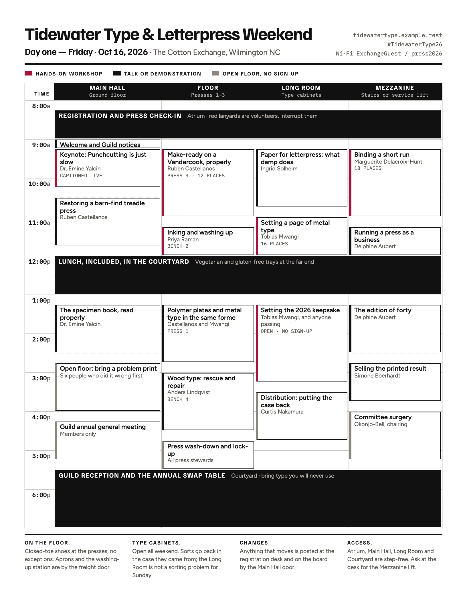 Rendered preview of the event-schedule template