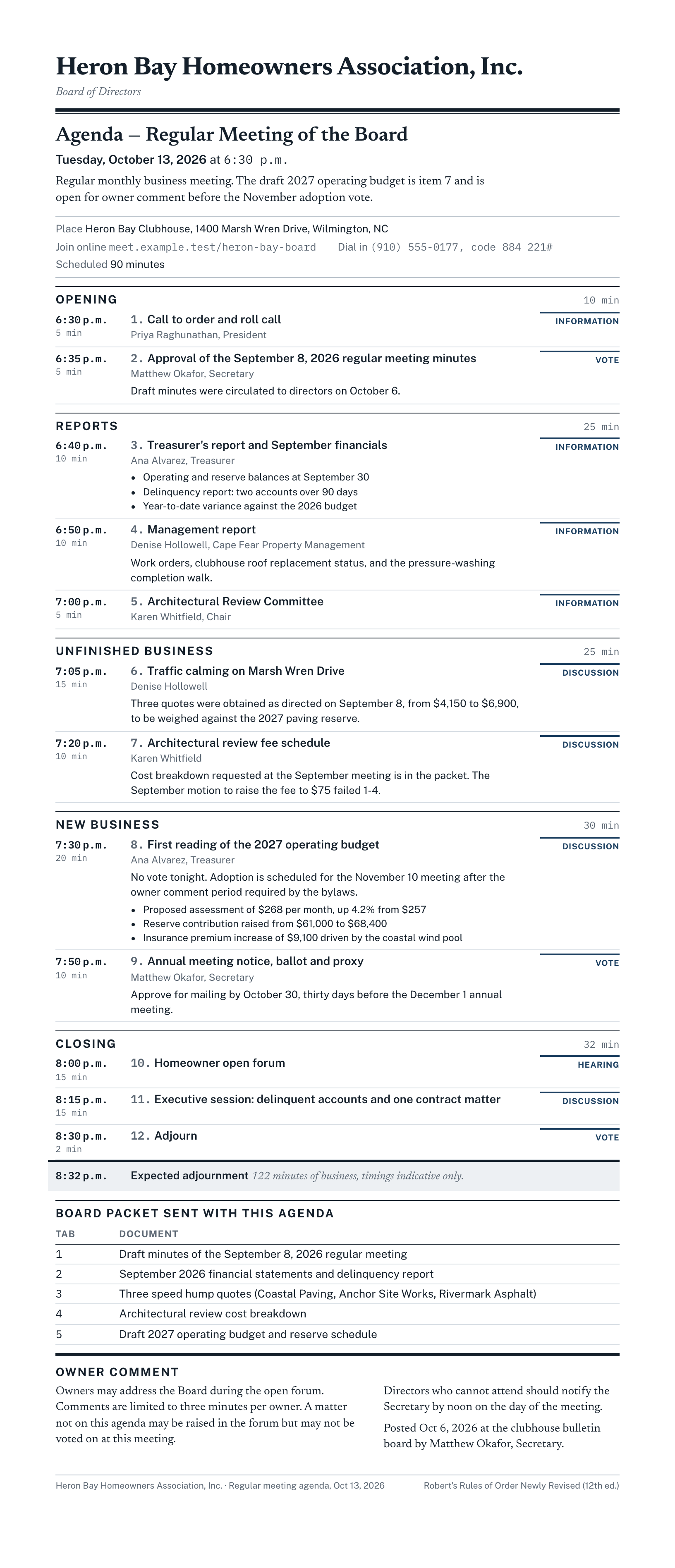 Rendered preview of the meeting-agenda template
