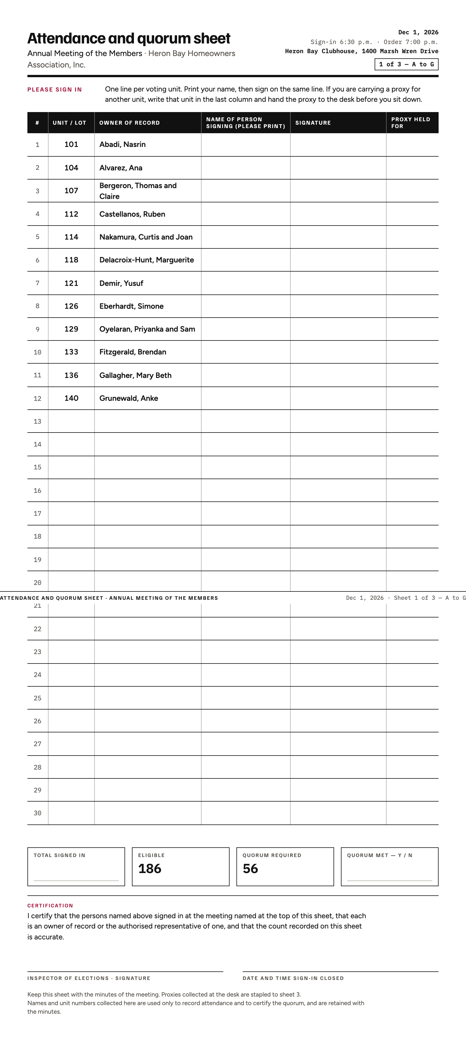 Rendered preview of the sign-in-sheet template
