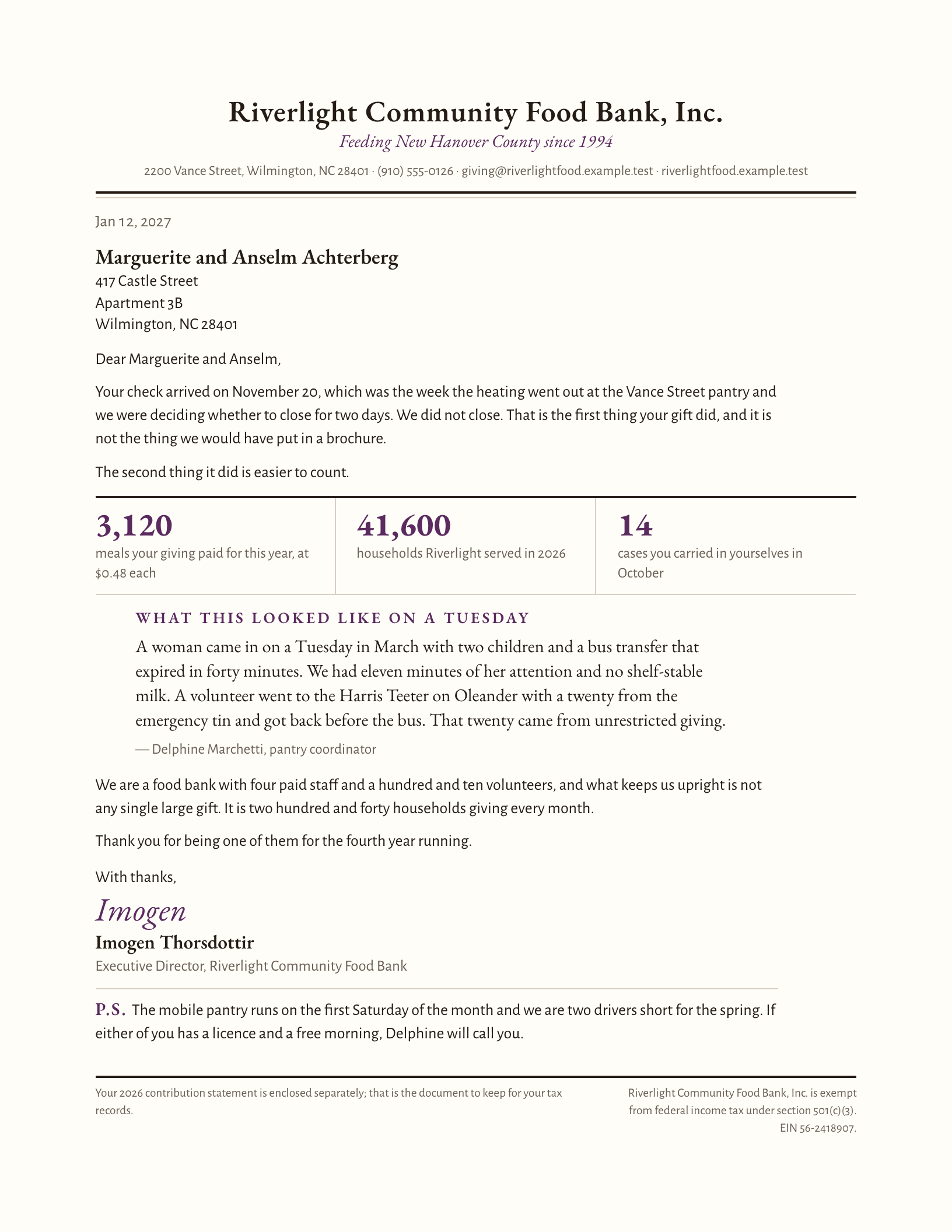 Rendered preview of the thank-you-letter template