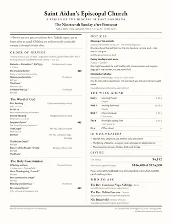 Preview of the bulletin template