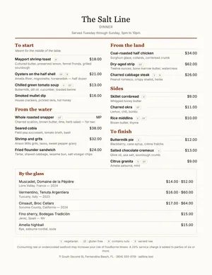 Preview of the menu template