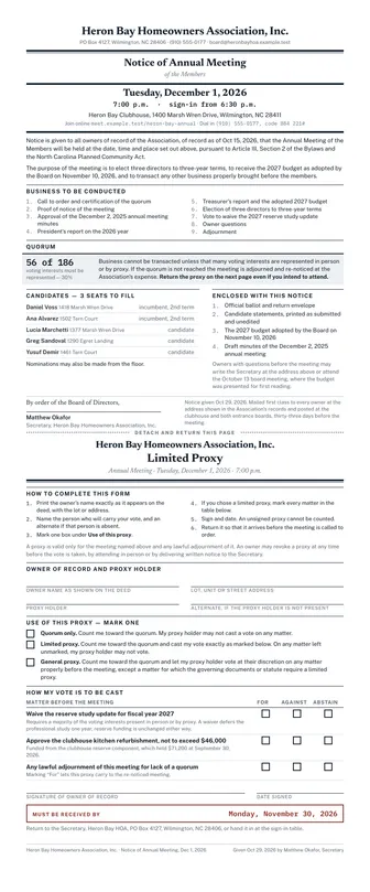 Preview of the notice of meeting template