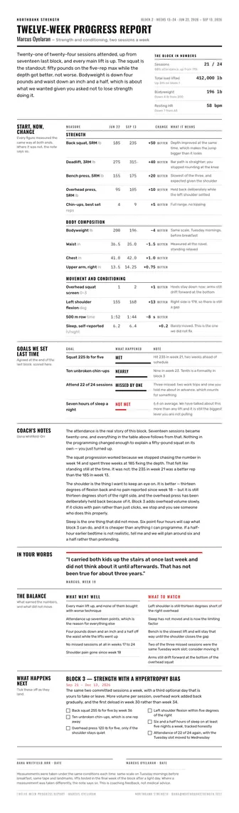 Preview of the progress report template