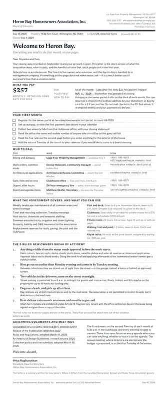Preview of the new owner welcome template